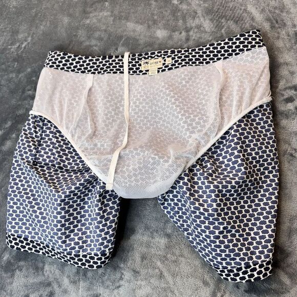 J Crew Swim Trunks Men 36 Blue White Lightweight Board Shorts Swim Wear Nautical - Picture 6 of 12